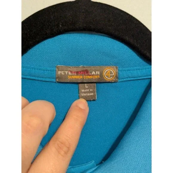Peter Millar Polo Shirt Mens Large Blue Summer Comfort Short Sleeve Golf Top - Picture 3 of 5